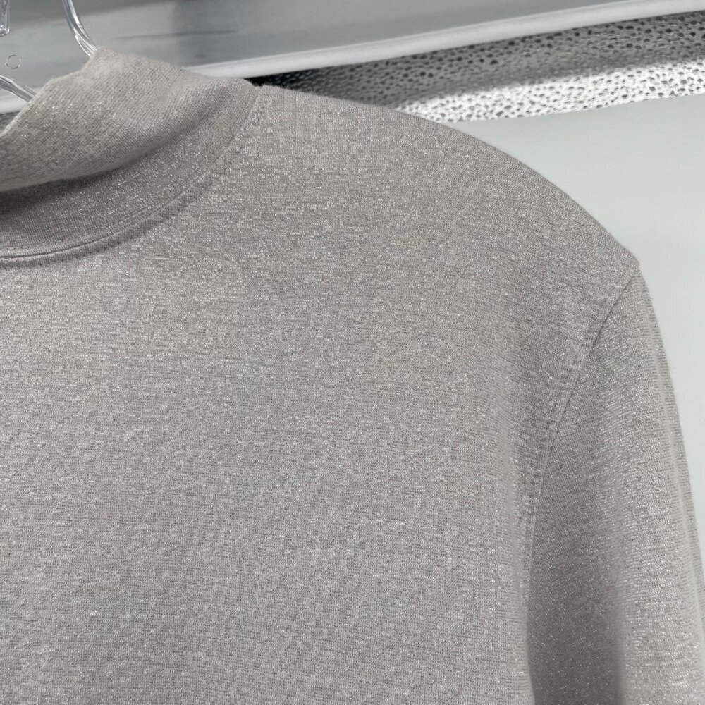 Talbots Vintage Womens Mock Neck Top Beige/Silver Shimmer Size Large - Picture 4 of 9